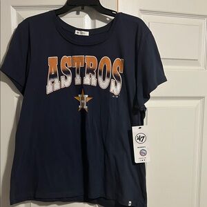 NWT ‘47  Women’s Houston Astros Navy Tee with Orange and White Logo
